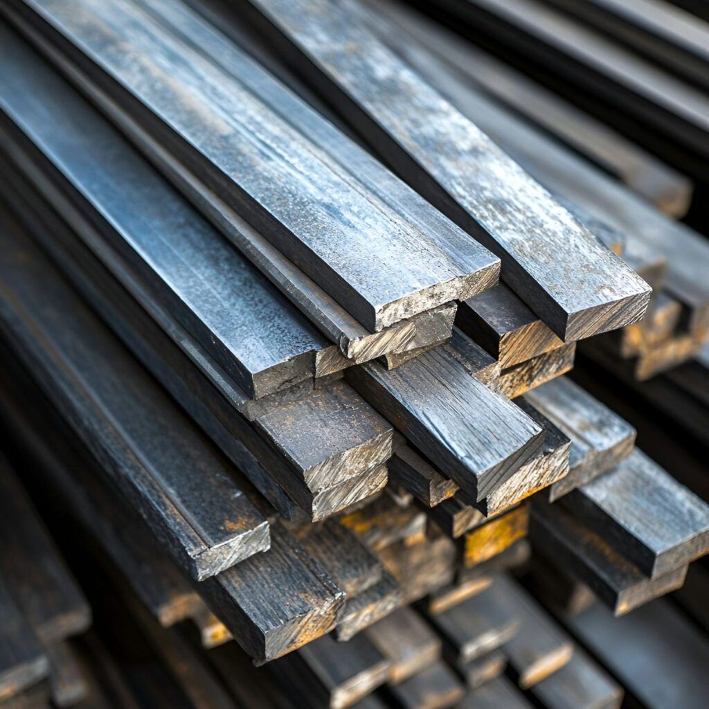 Steel coils stacked in rows inside a manufacturing warehouse
